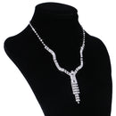 Shiny Women's Long Crystal Rhinestone Tassel Necklace & Earrings Wedding Party Jewelry Set