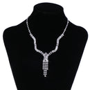 Shiny Women's Long Crystal Rhinestone Tassel Necklace & Earrings Wedding Party Jewelry Set