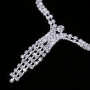 Shiny Women's Long Crystal Rhinestone Tassel Necklace & Earrings Wedding Party Jewelry Set