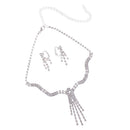 Shiny Women's Long Crystal Rhinestone Tassel Necklace & Earrings Wedding Party Jewelry Set