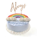 Gold Handwritten ALWAYS Wedding Anniversary Party Cake Topper Pick Retro Metal Romantic Centerpiece