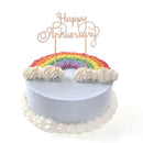 Shiny Crystal Rhinestones HAPPY ANNIVERSARY Monogram Cake Topper Party Supplies-Gold
