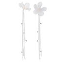 Novelty Long Sliver String Tassel Chain Flower Drop Earrings Wedding Women Ladies Fashion Fancy Dress Ear Jewelry