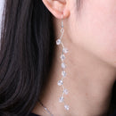 Simple Girls Silver Long Chain Drop with Clear Beads Earrings Hooks
