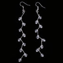Simple Girls Silver Long Chain Drop with Clear Beads Earrings Hooks
