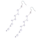 Simple Girls Silver Long Chain Drop with Clear Beads Earrings Hooks