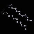 Simple Girls Silver Long Chain Drop with Clear Beads Earrings Hooks