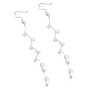 Simple Girls Silver Long Chain Drop with Clear Beads Earrings Hooks