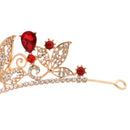 Red Teardrop Crystal Leaves Baroque Tiara Crown Wedding Prom Party Princess Bridal Headband Women Hair Accessory