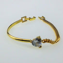 Sparkly Crystal Bride Bracelet Heart Shape Rhinestone Bangle Wedding Jewelry