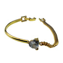 Sparkly Crystal Bride Bracelet Heart Shape Rhinestone Bangle Wedding Jewelry