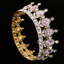 Baroque Bridal Wedding Queen Crystal Waterdrop Crown Tiara Headpiece Pink