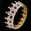 Baroque Bridal Wedding Queen Crystal Waterdrop Crown Tiara Headpiece Pink