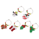 6pcs/Set Christmas Wine Glass Charms Marker Rings Xmas Table Decoration