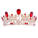 Baroque Ruby Gold Crown Tiara Wedding Hair Accessories Girls Pageant Headdress