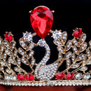 Baroque Ruby Gold Crown Tiara Wedding Hair Accessories Girls Pageant Headdress