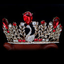 Baroque Ruby Gold Crown Tiara Wedding Hair Accessories Girls Pageant Headdress