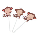 24pcs Monkey Cake Picks Cupcake Topper Animal Theme Party Baby Shower