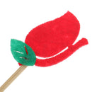 10pcs Christmas Red Fabric Rose Flower Leaves Cake Topper Cupcake Picks Wedding Celebration Party Accessories
