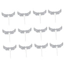12x Glitter Silver Angel Wing Cupcake Topper Food Picks Party Ornaments