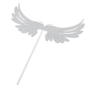 12x Glitter Silver Angel Wing Cupcake Topper Food Picks Party Ornaments