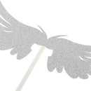 12x Glitter Silver Angel Wing Cupcake Topper Food Picks Party Ornaments