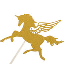 12pcs Glitter Gold Wing Unicorn Cupcake Toppers Cake Picks Christmas Kids Birthday Party Favors