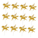 12pcs Glitter Gold Wing Unicorn Cupcake Toppers Cake Picks Christmas Kids Birthday Party Favors
