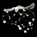 Elegant Lady Girls Handmade Crystal Pearls Ribbon Headband Hair Accessories