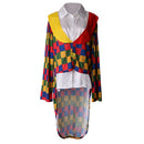 Novelty Clown Costume Comedy Grids Adult Outfit Nose Gloves Set Fancy Dress