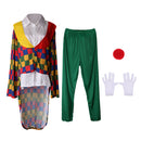 Novelty Clown Costume Comedy Grids Adult Outfit Nose Gloves Set Fancy Dress