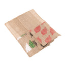 4/set Vintage Brown Burlap Cutlery Holder Linen Bags Leaves Pattern Party Tableware