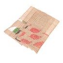 4/set Vintage Brown Burlap Cutlery Holder Linen Bags Leaves Pattern Party Tableware