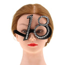 Novelty18th Crystal Rhinestone Party Glasses Eyeglasses Birthday Party Fancy Dress