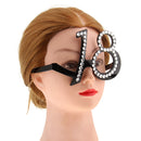 Novelty18th Crystal Rhinestone Party Glasses Eyeglasses Birthday Party Fancy Dress
