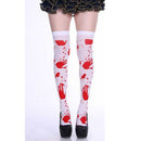 Halloween Carnival Bloody Hand Print Stain Thigh High Stockings Hold Up Suit Fancy Dress