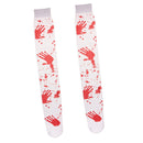 Halloween Carnival Bloody Hand Print Stain Thigh High Stockings Hold Up Suit Fancy Dress