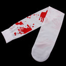 Halloween Carnival Bloody Hand Print Stain Thigh High Stockings Hold Up Suit Fancy Dress