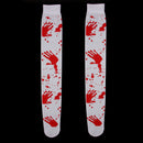 Halloween Carnival Bloody Hand Print Stain Thigh High Stockings Hold Up Suit Fancy Dress