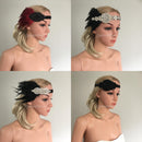 Vintage 20s Black Headband Crystal Wedding Bridal Hair Accessories