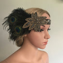 Retro Women Girls Peacock Feather Beads Flapper Headband 1920s Great Gatsby Fancy Dress Costume Headdress