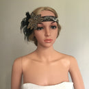 Retro Women Girls Peacock Feather Beads Flapper Headband 1920s Great Gatsby Fancy Dress Costume Headdress