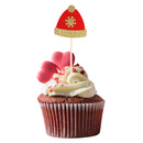 5 Pieces Glitter Santa Hat Cupcake Topper Christmas Holidays Kids Party Cake Dessert Picker