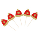 5 Pieces Glitter Santa Hat Cupcake Topper Christmas Holidays Kids Party Cake Dessert Picker