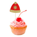 5 Pieces Glitter Santa Hat Cupcake Topper Christmas Holidays Kids Party Cake Dessert Picker