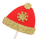 5 Pieces Glitter Santa Hat Cupcake Topper Christmas Holidays Kids Party Cake Dessert Picker