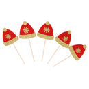 5 Pieces Glitter Santa Hat Cupcake Topper Christmas Holidays Kids Party Cake Dessert Picker