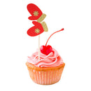 5/set Glitter Red & Gold Gloves Cake Topper Cupcake Picks Christmas Ornaments