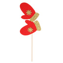 5/set Glitter Red & Gold Gloves Cake Topper Cupcake Picks Christmas Ornaments