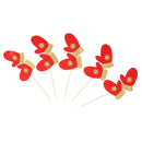 5/set Glitter Red & Gold Gloves Cake Topper Cupcake Picks Christmas Ornaments